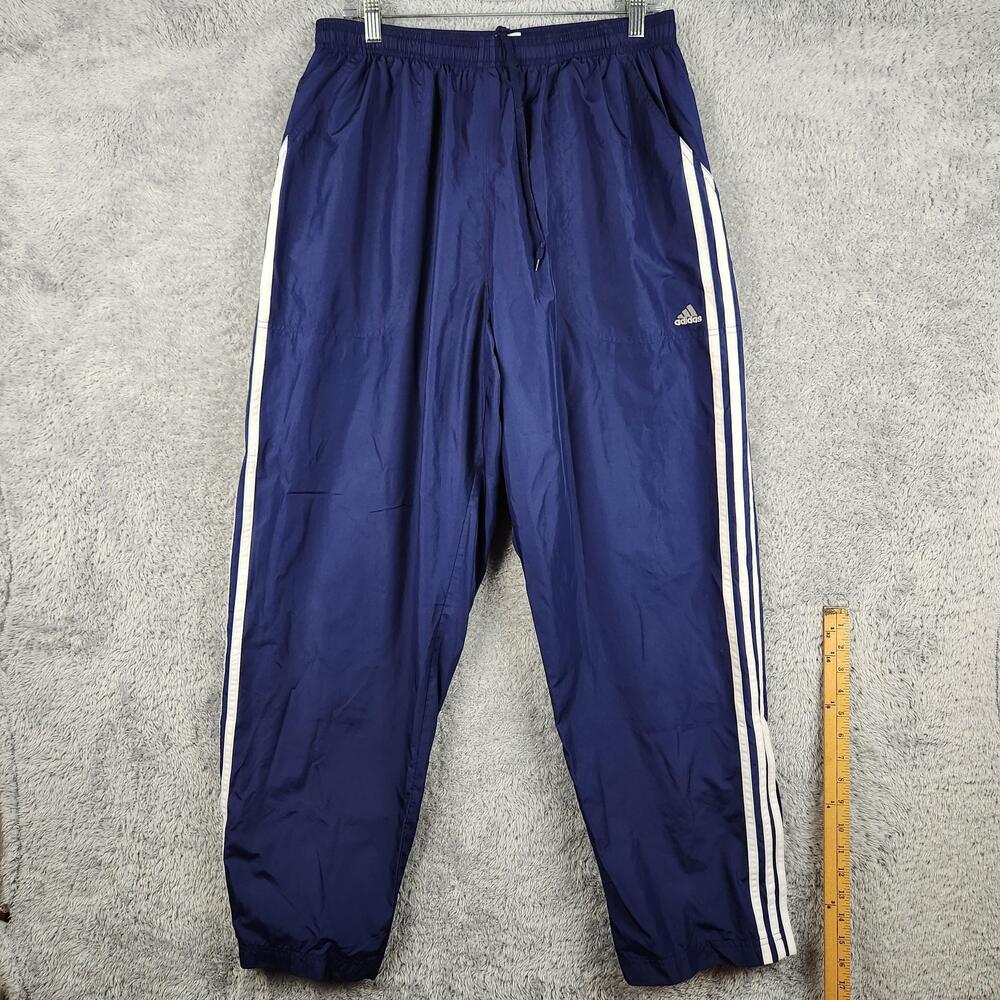 Vintage Adidas Pants Mens XL Blue ClimaShell Wind Track Lined 3 Stripe Y2k Baggy